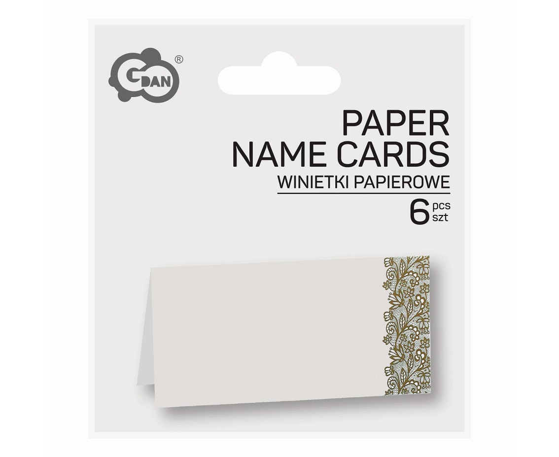 Paper name cards W&C, gold printing, 9x10cm, 6 pcs
