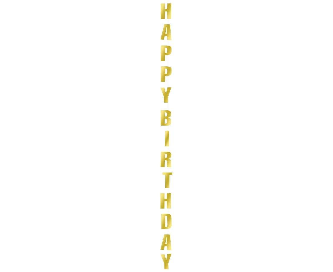 Vertical decoration B&C Happy Birthday, gold, 170 cm EOL