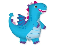 Foil balloon 24" FX - Blue dragon,  unpacked (flat)