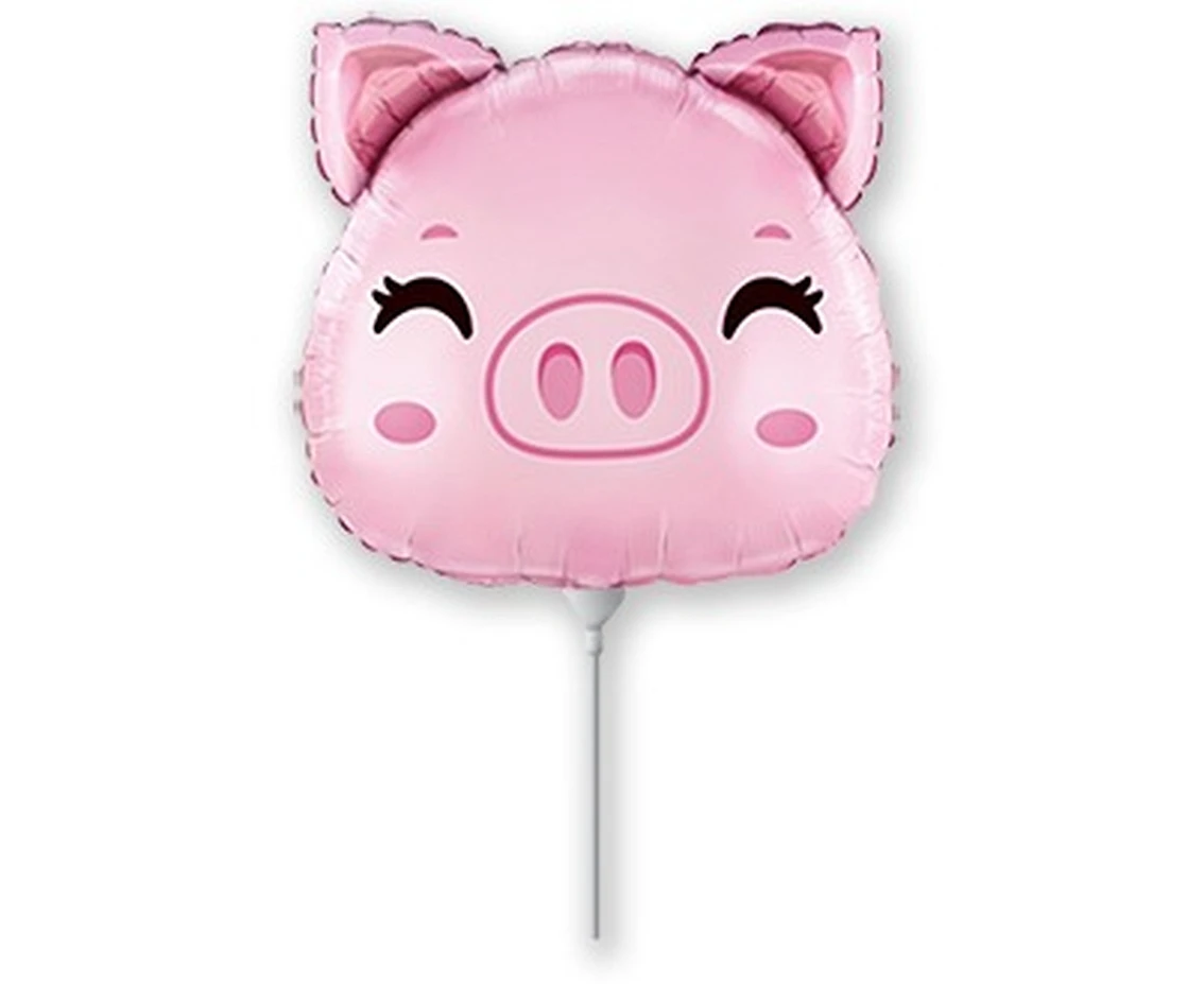 Foil balloon 14" FX - Pig (head),  unpacked (flat)