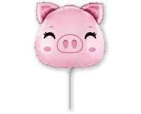 Foil balloon 14" FX - Pig (head),  unpacked (flat)