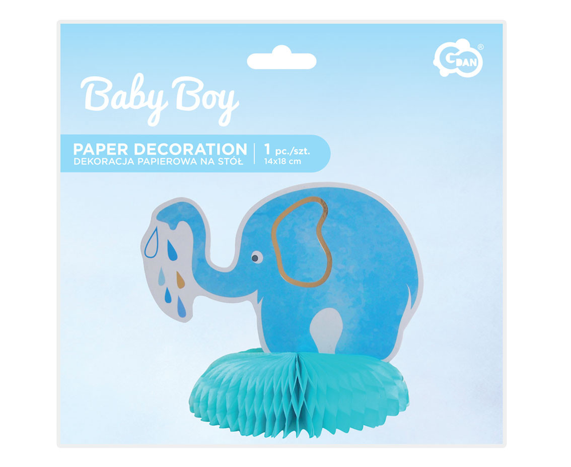 B&G Baby Boy centerpiece - Elephant, light blue, 14 x 18 cm EOL