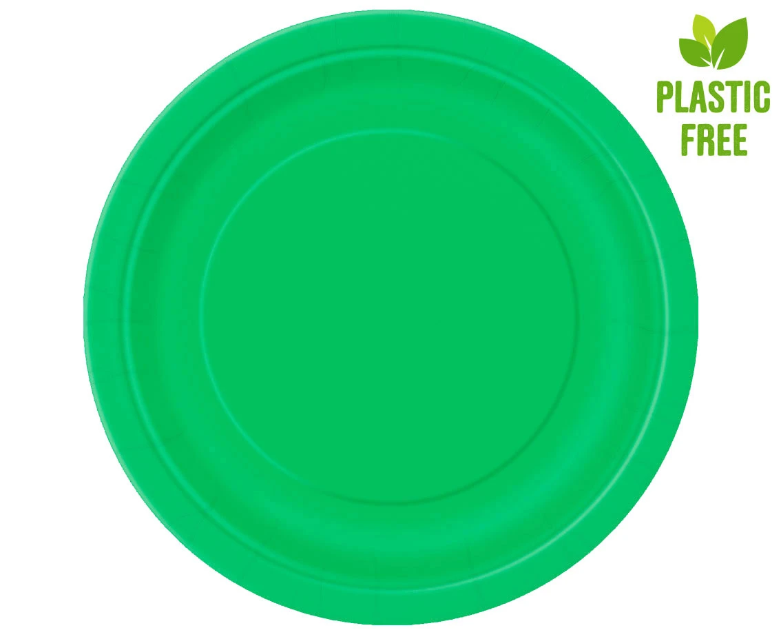 Paper plates, green, 23 cm, 8 pcs (plastic-free)