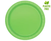 Paper plates, lime green, 23 cm, 8 pcs (plastic-free)