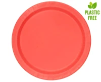 Paper plates, red, 23 cm, 8 pcs (plastic-free)