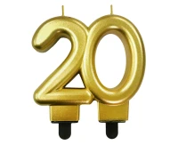 B&C number candle - 20, gold metallic, 8.0 cm