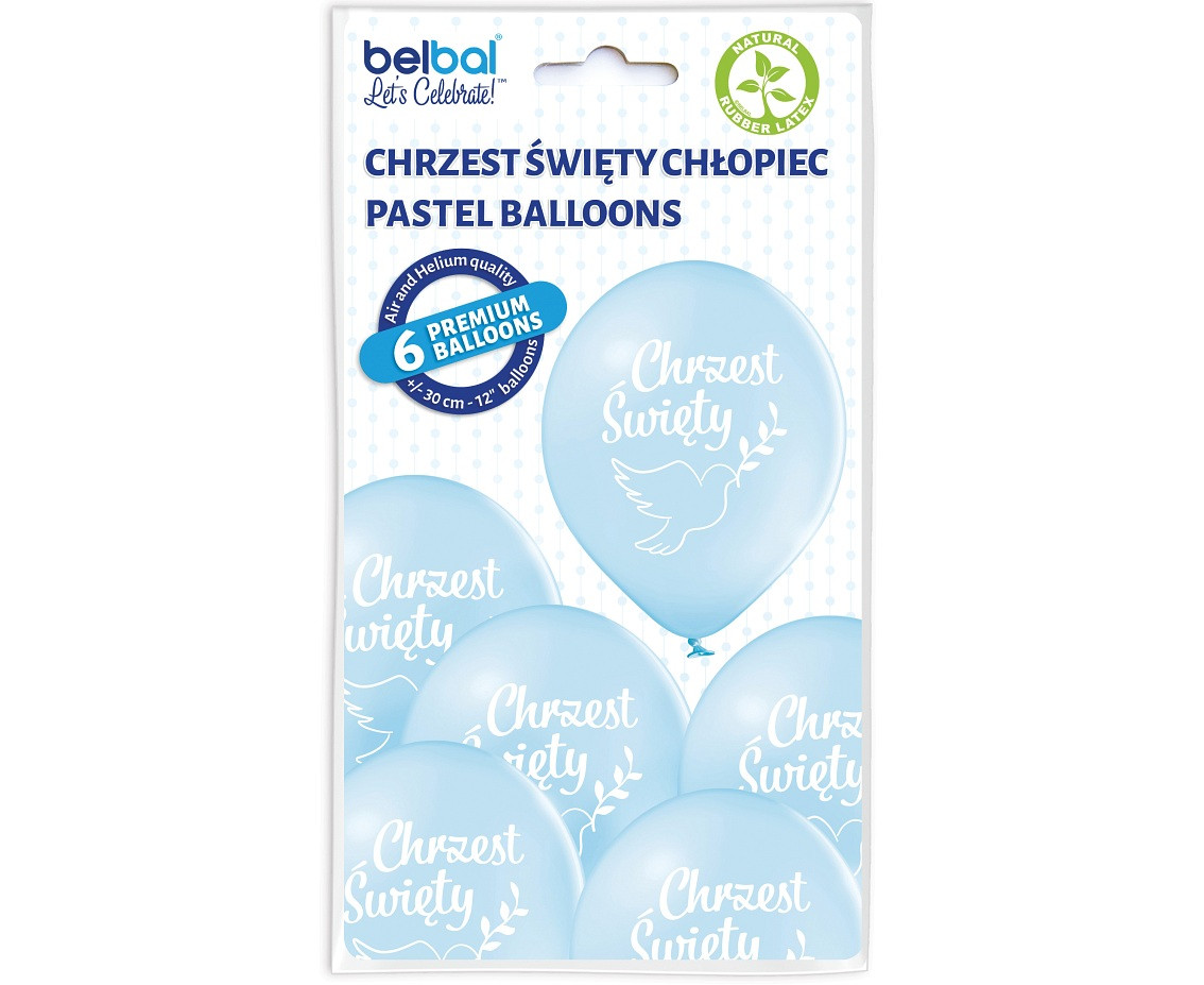 Balloons Belbal 12", D11, holy baptism blue, 6pcs