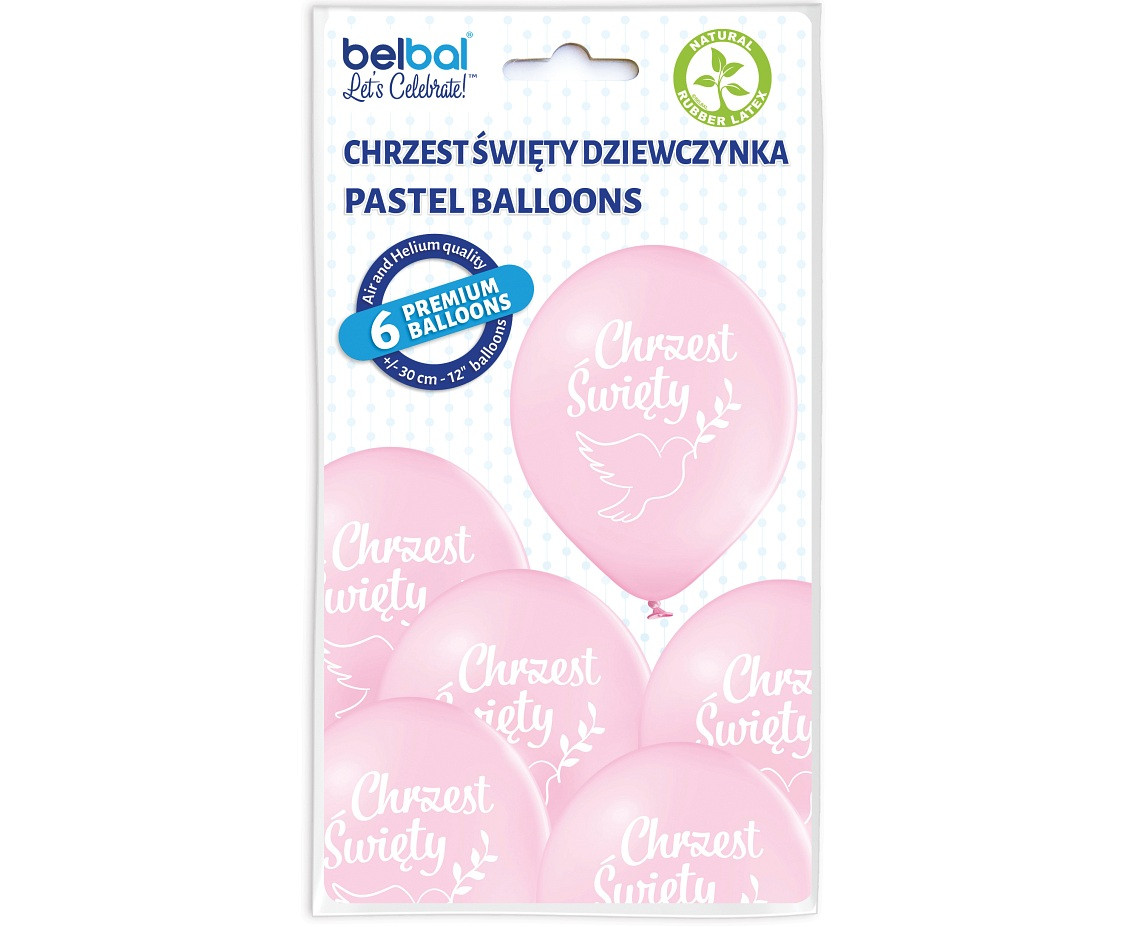 Balloons Belbal 12", D11, holy baptism pink, 6pcs