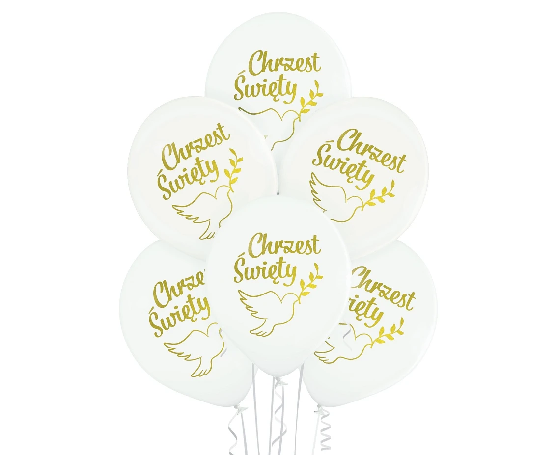 Balloons Belbal 12", D11, holy baptism white, 6pcs