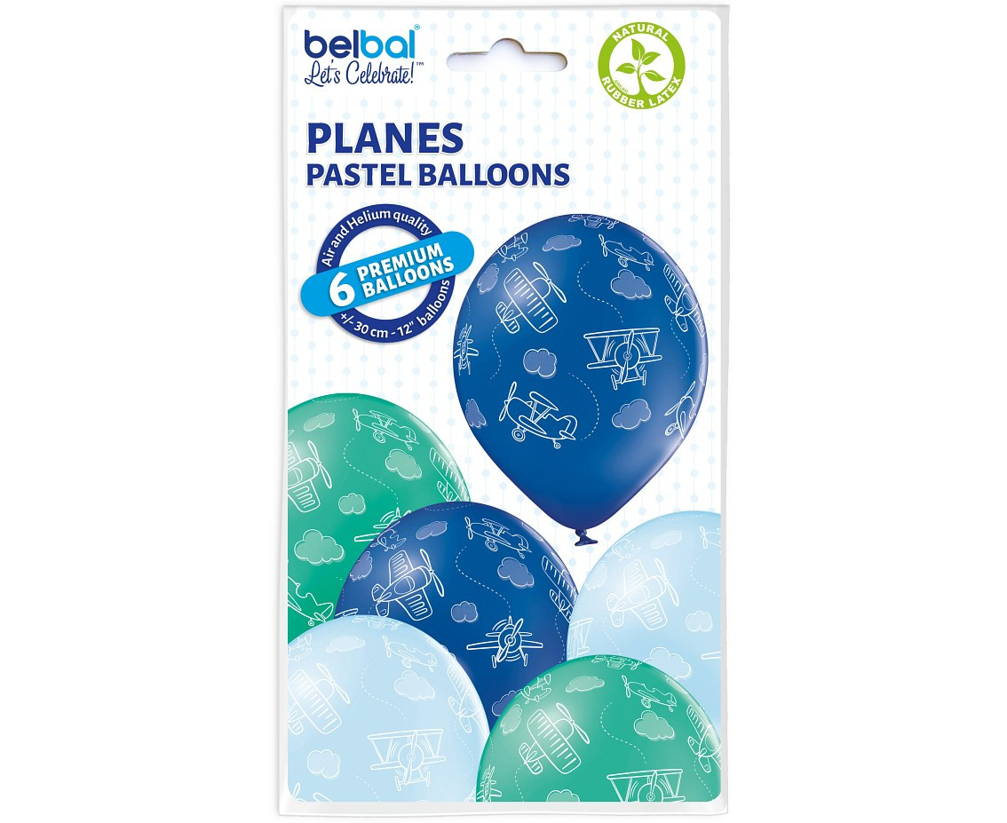 Balloons Belbal 12", D11, planes, 6pcs