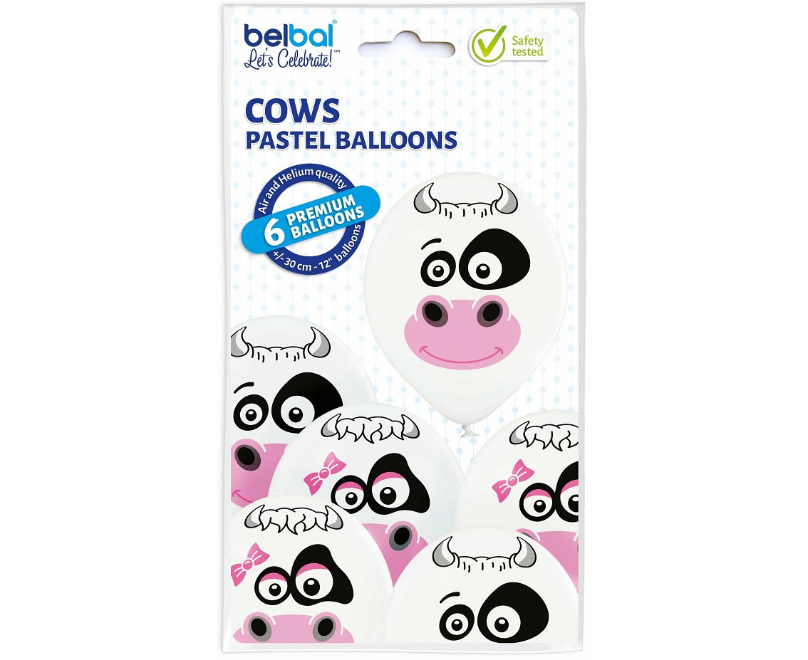 Balloons Belbal 12", D11, cows, 6pcs