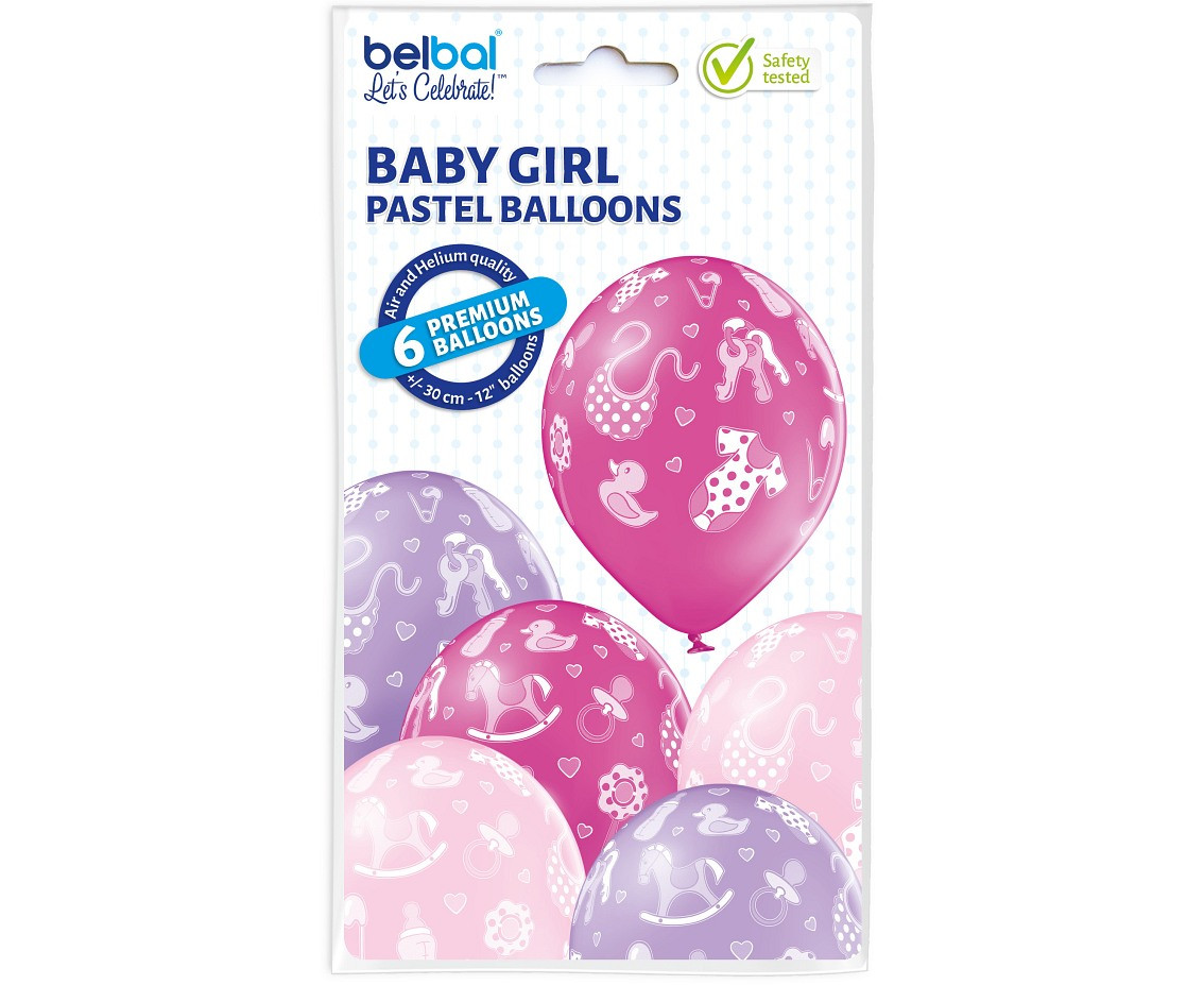 Balloons Belbal 12", D11, baby girl, 6pcs