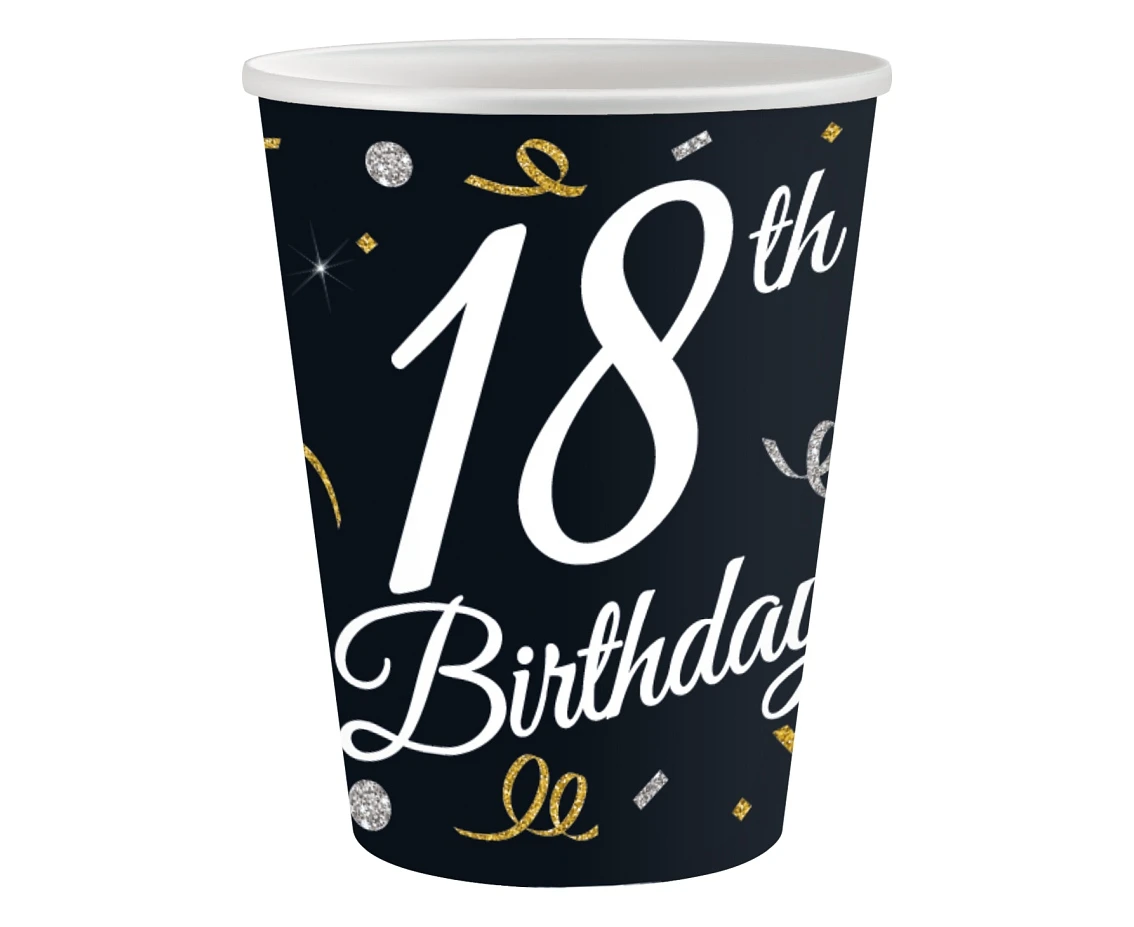 Paper cups B&C 18th Birthday, 250 ml/ 6 pcs