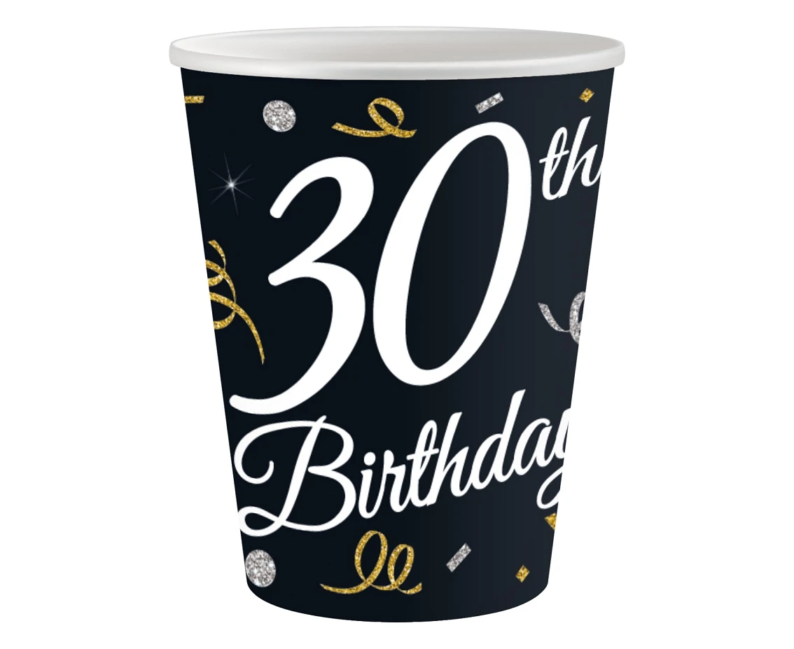 Paper cups B&C 30th Birthday, 250 ml/ 6 pcs