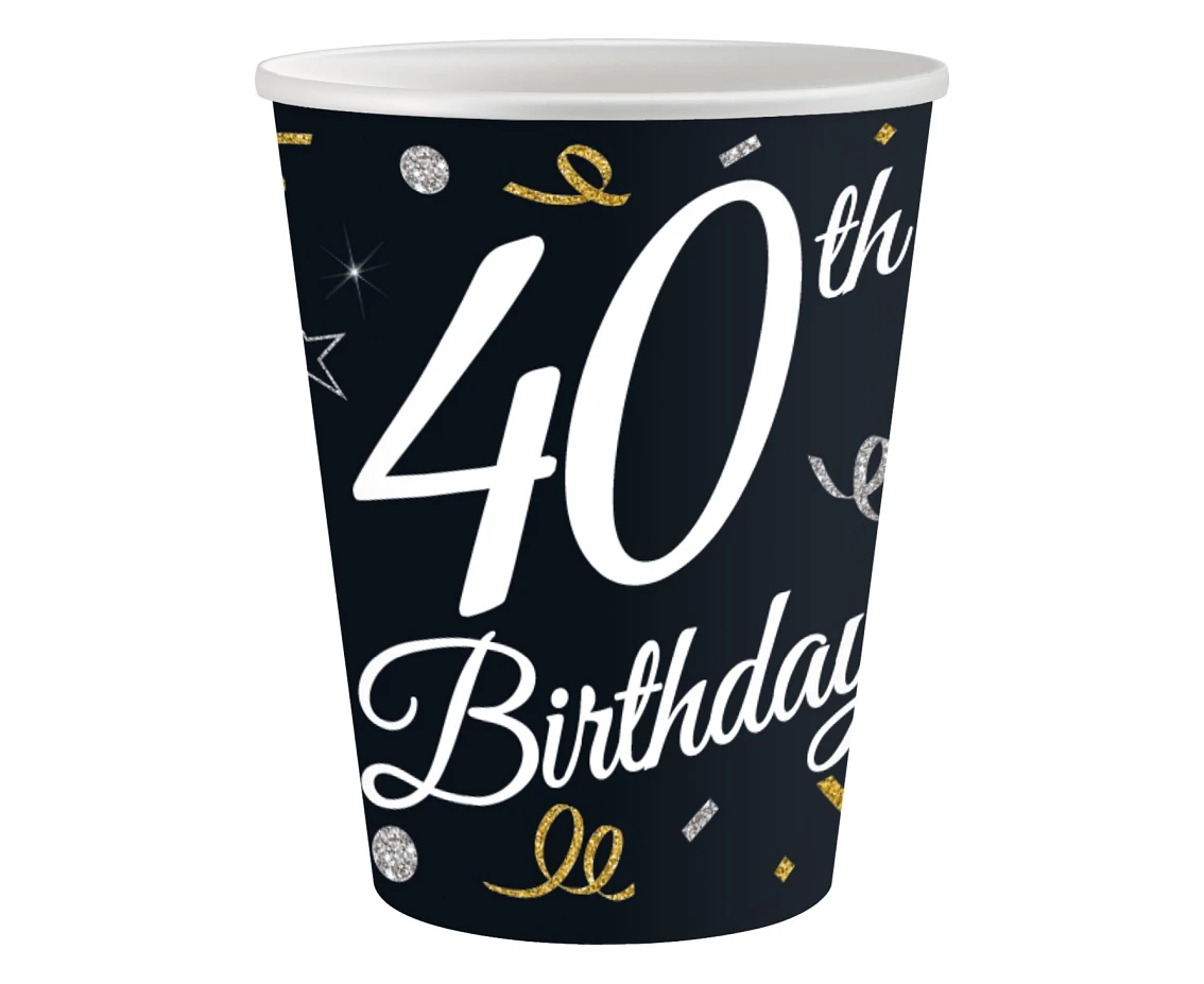 Paper cups B&C 40th Birthday, 250 ml/ 6 pcs