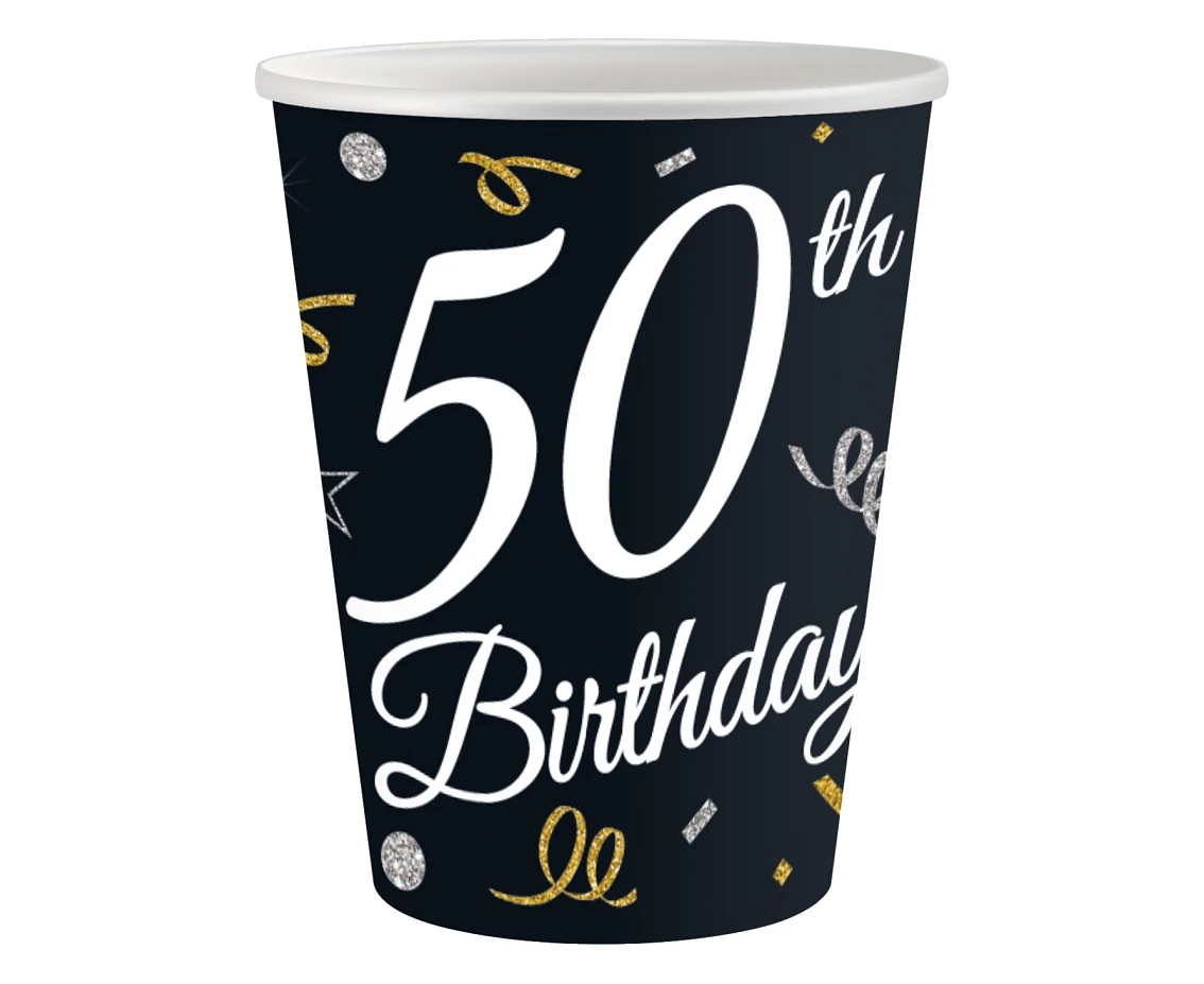 Paper cups B&C 50th Birthday, 250 ml/ 6 pcs