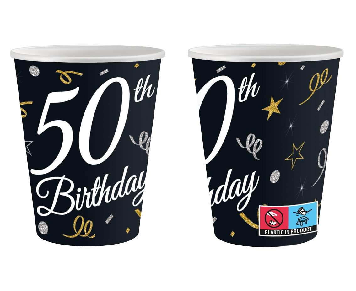 Paper cups B&C 50th Birthday, 250 ml/ 6 pcs