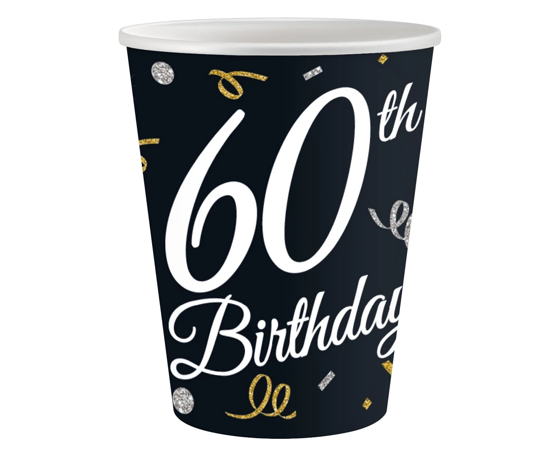 Paper cups B&C 60th Birthday, 250 ml/ 6 pcs