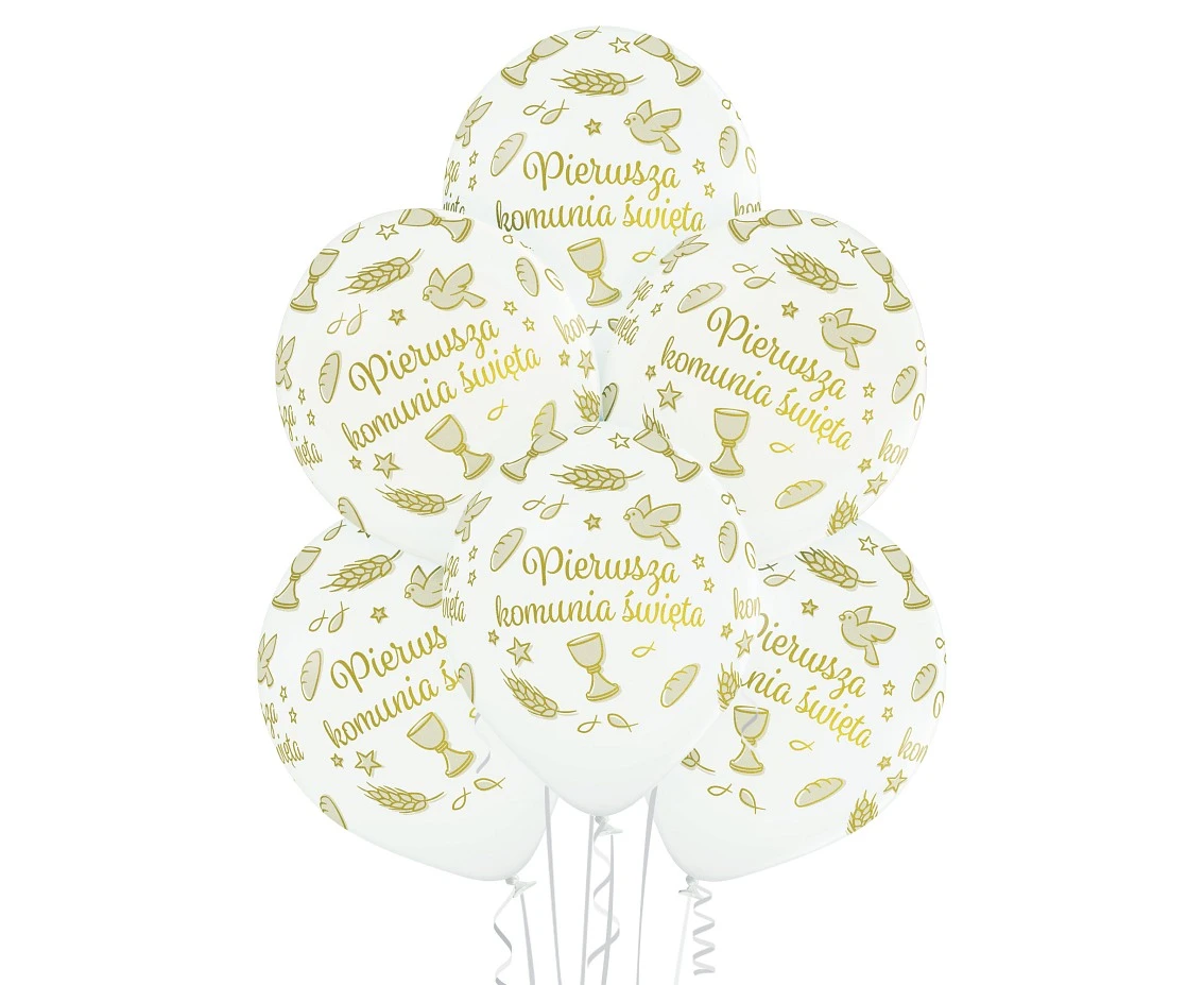 Balloons Belbal 12", D11, 1st communion white, 50pcs