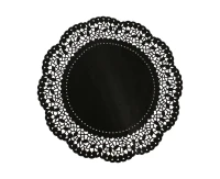 Paper decoration doily, black, diameter 36 cm, 6 pcs