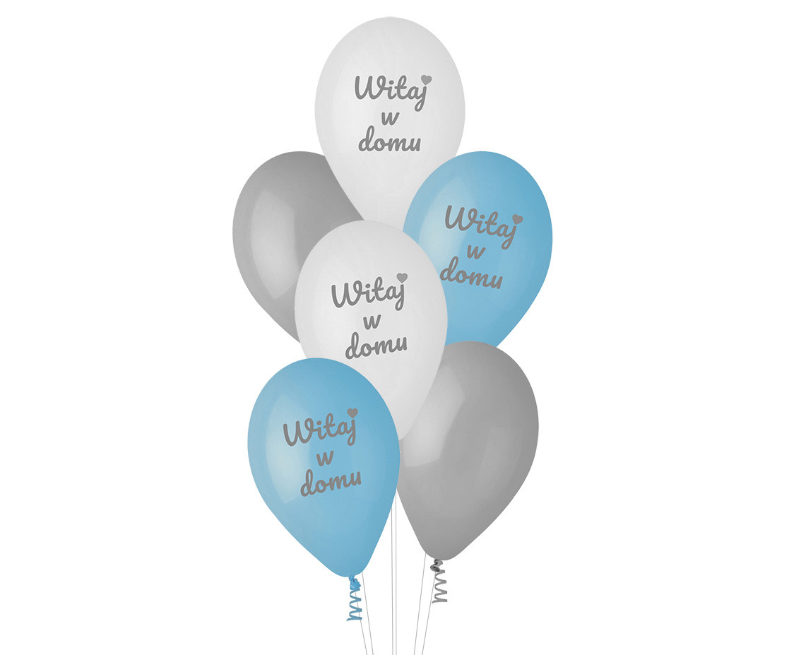 Balloons Gemar 12", pastel premium "Witaj w domu", blue, 6pcs