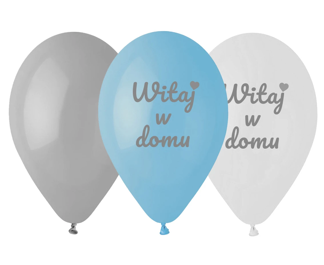 Balloons Gemar 12", pastel premium "Witaj w domu", blue, 6pcs