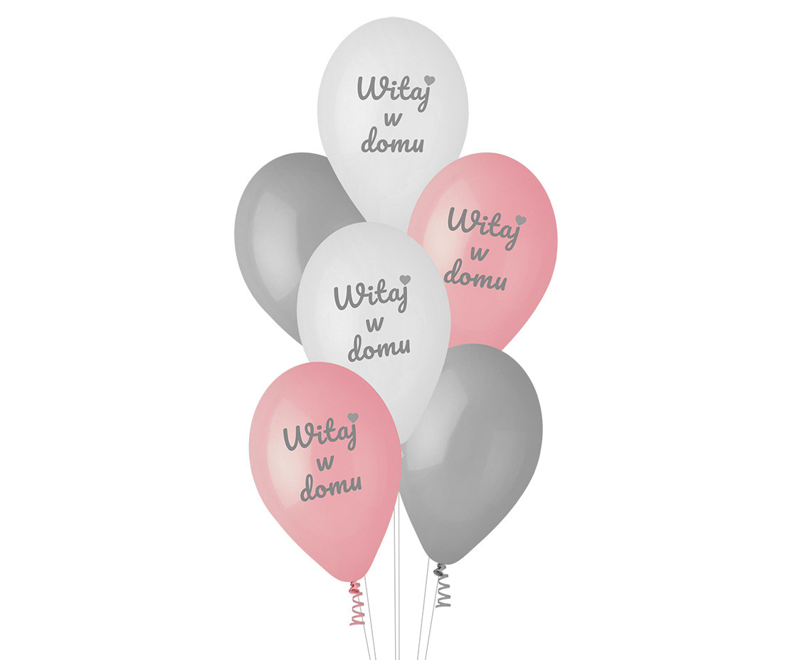 Balloons Gemar 12", pastel premium "Witaj w domu", pink, 6pcs