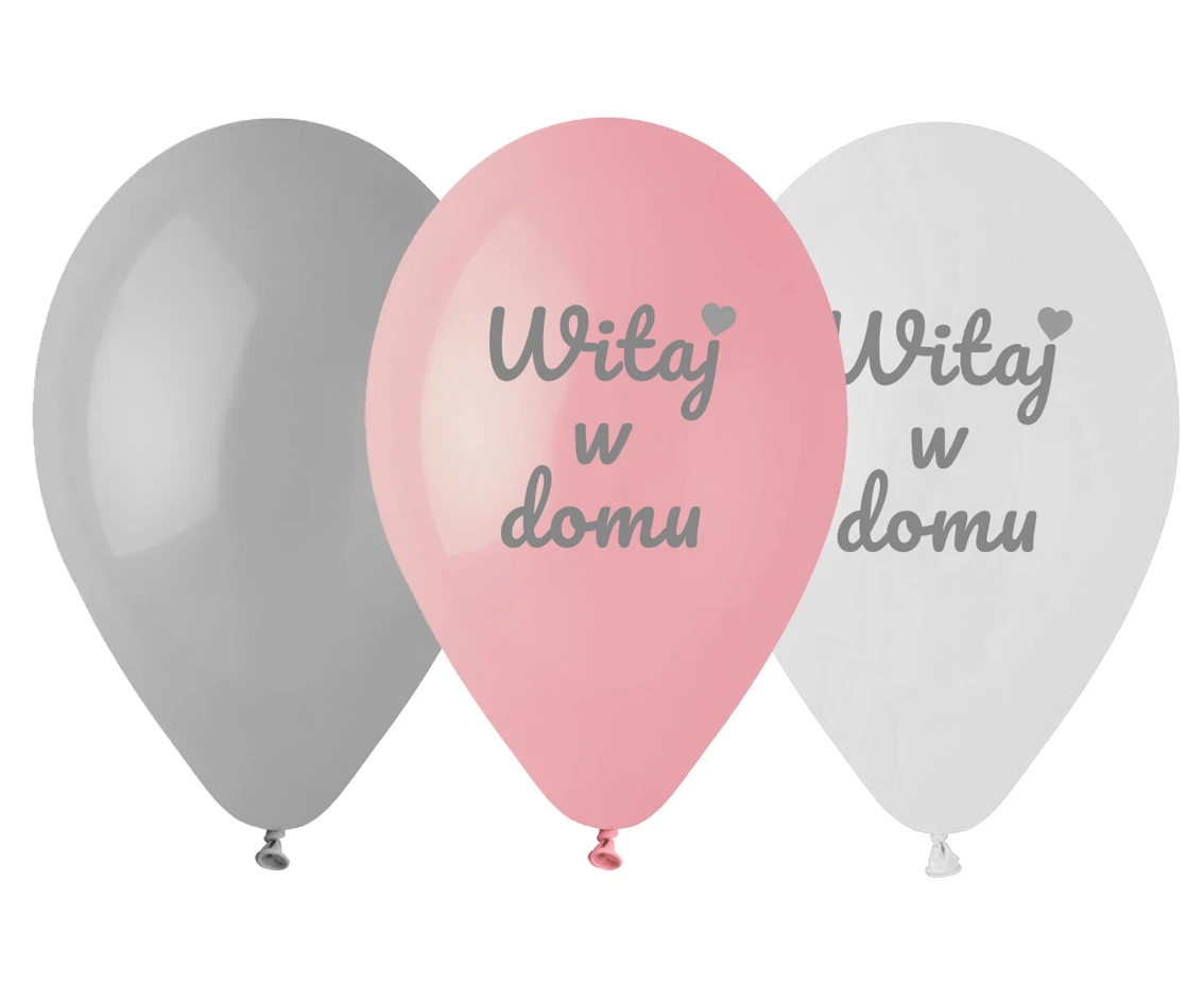 Balloons Gemar 12", pastel premium "Witaj w domu", pink, 6pcs