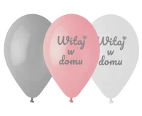 Balloons Gemar 12", pastel premium "Witaj w domu", pink, 6pcs