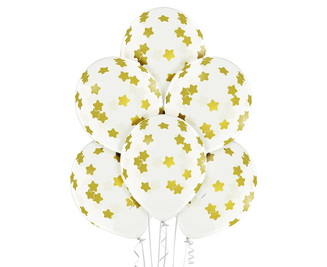 Balloons Belbal 12", D11, stars, clear, 30 cm, 6 pcs