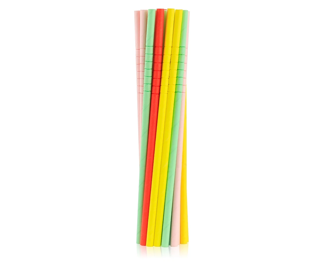 Flexible paper straws, pastel colours assorted, 6x200 mm/ 250 pcs, EC EOL