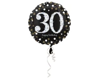 Standard Sparkling Birthday 30 Foil Balloon Round S55 Packaged 43 cm EOL