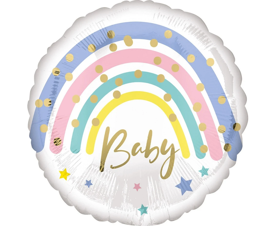 Standard Pastel Rainbow Baby Foil Balloon S40 Packaged EOL