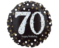 Standard Sparkling Birthday 70 Foil Balloon Round S55 Packaged 43 cm EOL