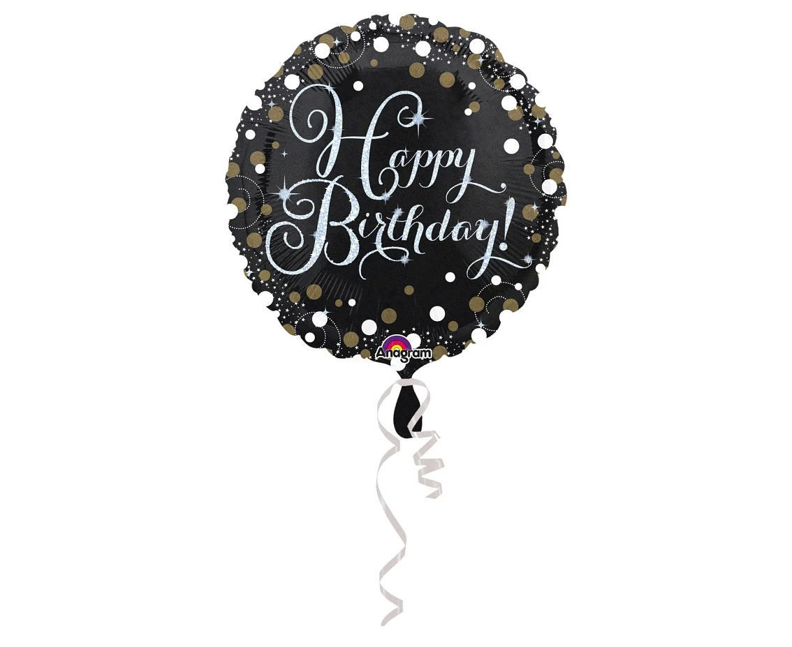 Standard Sparkling Birthday Foil Balloon Round S55 Packaged 43cm EOL