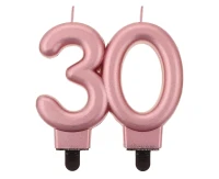 B&C birthday candle, digit 30, rose-gold metallic, 8 cm