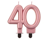 B&C birthday candle, digit 40, rose-gold metallic, 8 cm