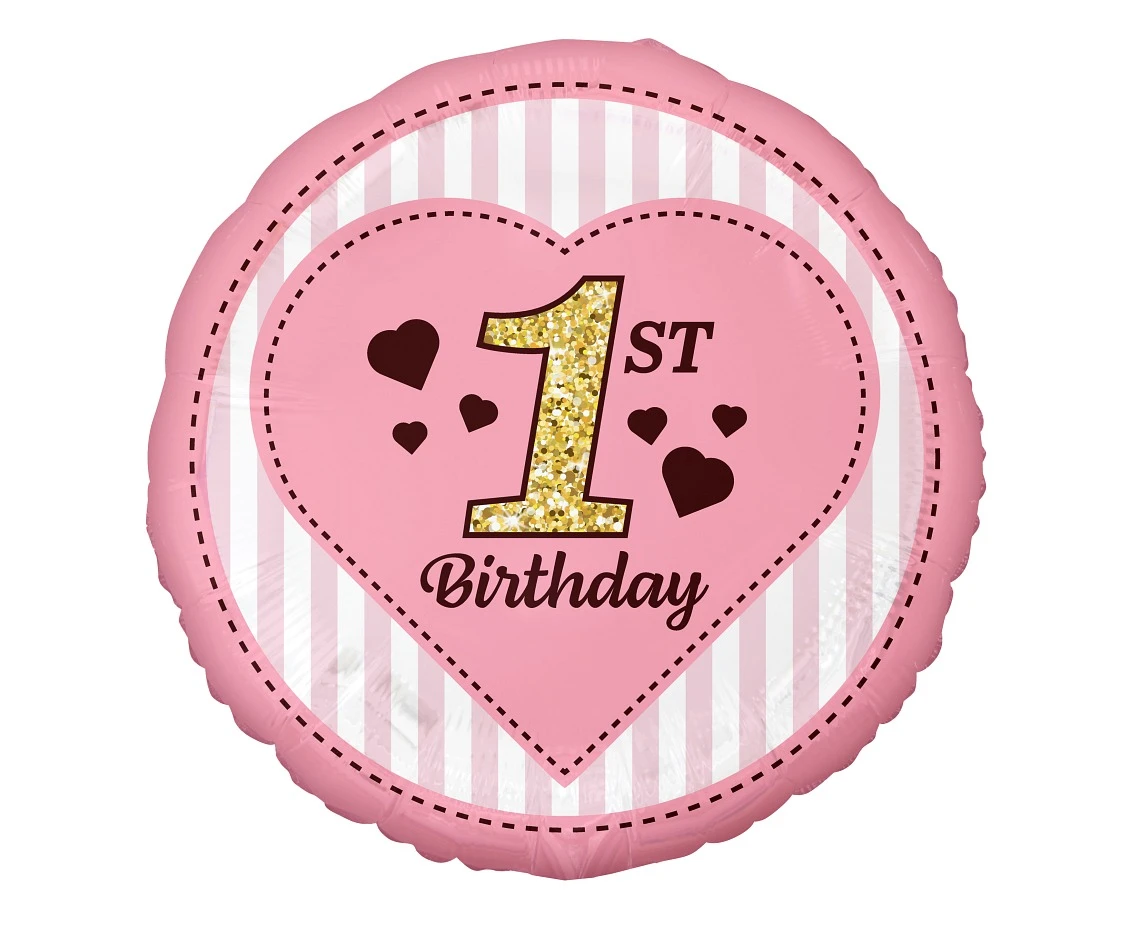 Foil balloon 18" - "1st Birthday", pink EOL