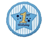 Foil balloon digit 1, 1st Birthday, blue, 18" EOL