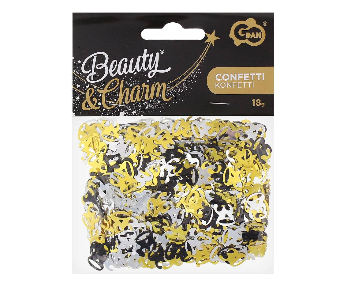 Foil confetti B&C, number 30, 18g, black-silver-gold assorted EOL