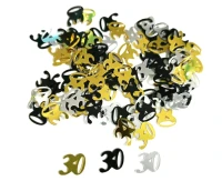Foil confetti B&C, number 30, 18g, black-silver-gold assorted EOL