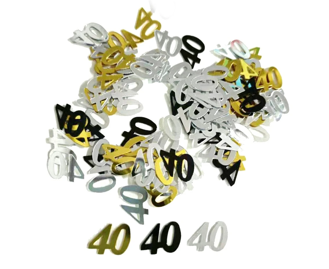 Foil confetti B&C, number 40, 18g, black-silver-gold assorted EOL