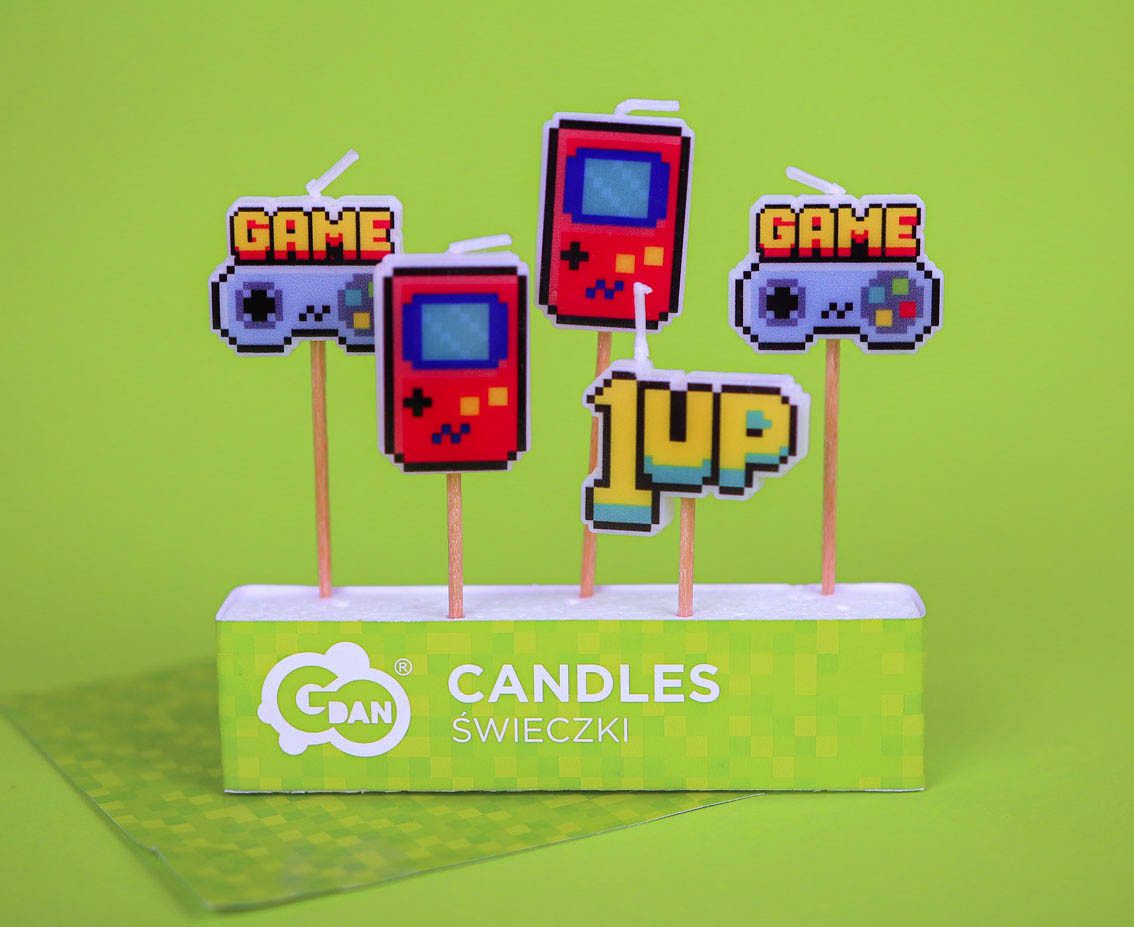 Pick candles Game On, total length 7 cm, 5 pcs