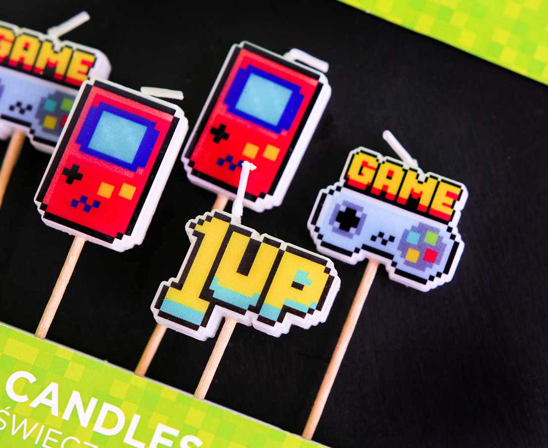 Pick candles Game On, total length 7 cm, 5 pcs