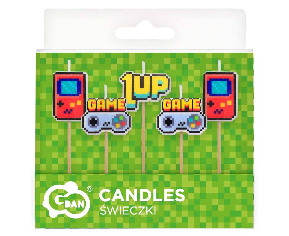 Pick candles Game On, total length 7 cm, 5 pcs