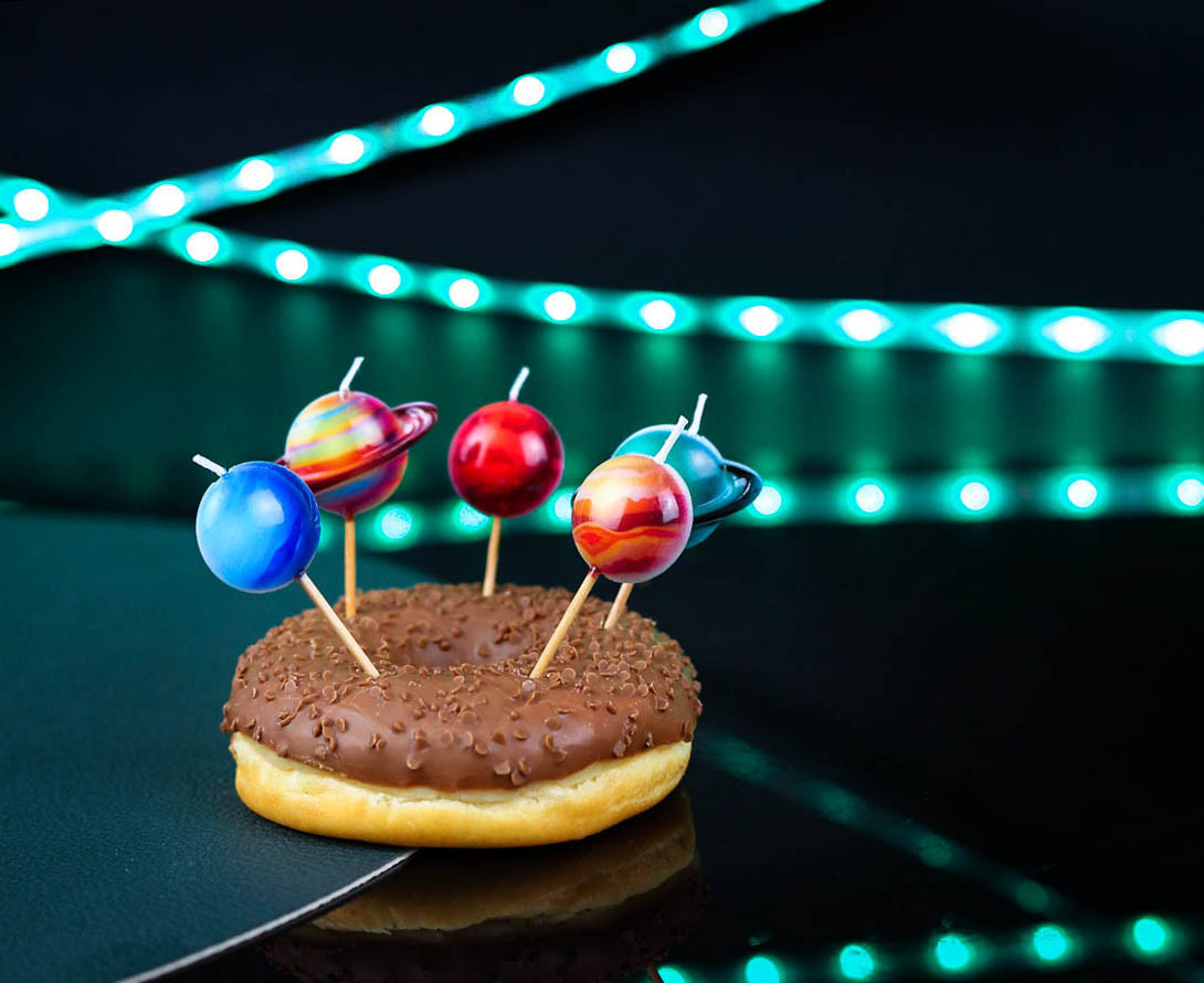 Pick candles Planets, total length 7 cm, 5 pcs