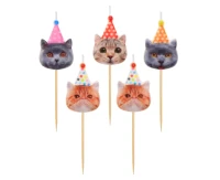 Pick candles Cats, total length 7 cm, 5 pcs