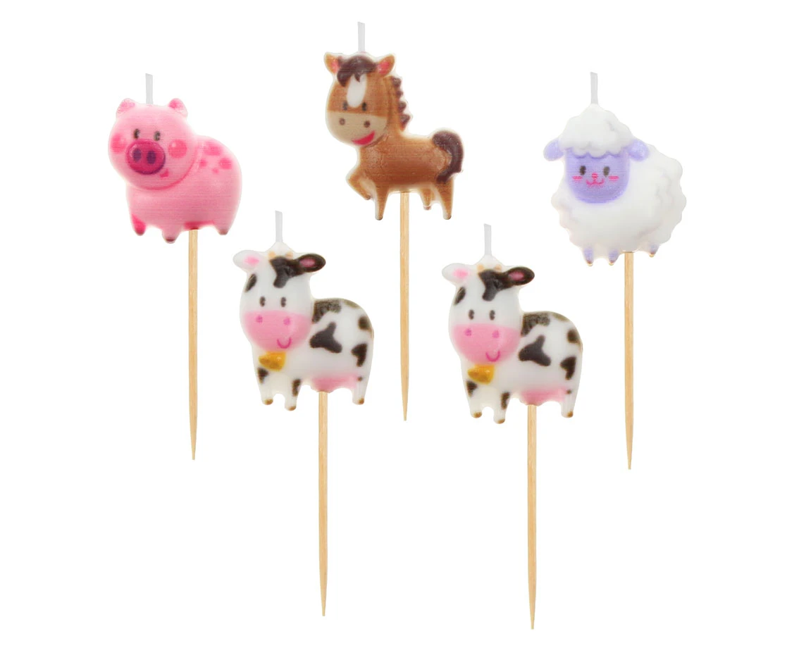 Pick candles Farm, total length 7 cm, 5 pcs