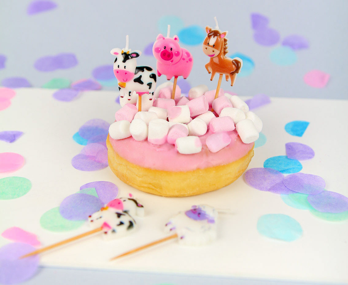 Pick candles Farm, total length 7 cm, 5 pcs