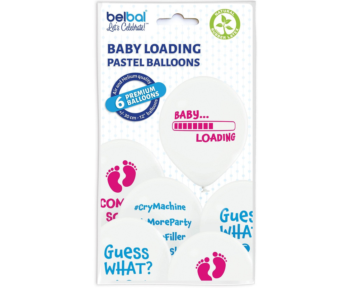 Balloons Belbal 12", D11, Baby Loading white, 6pcs